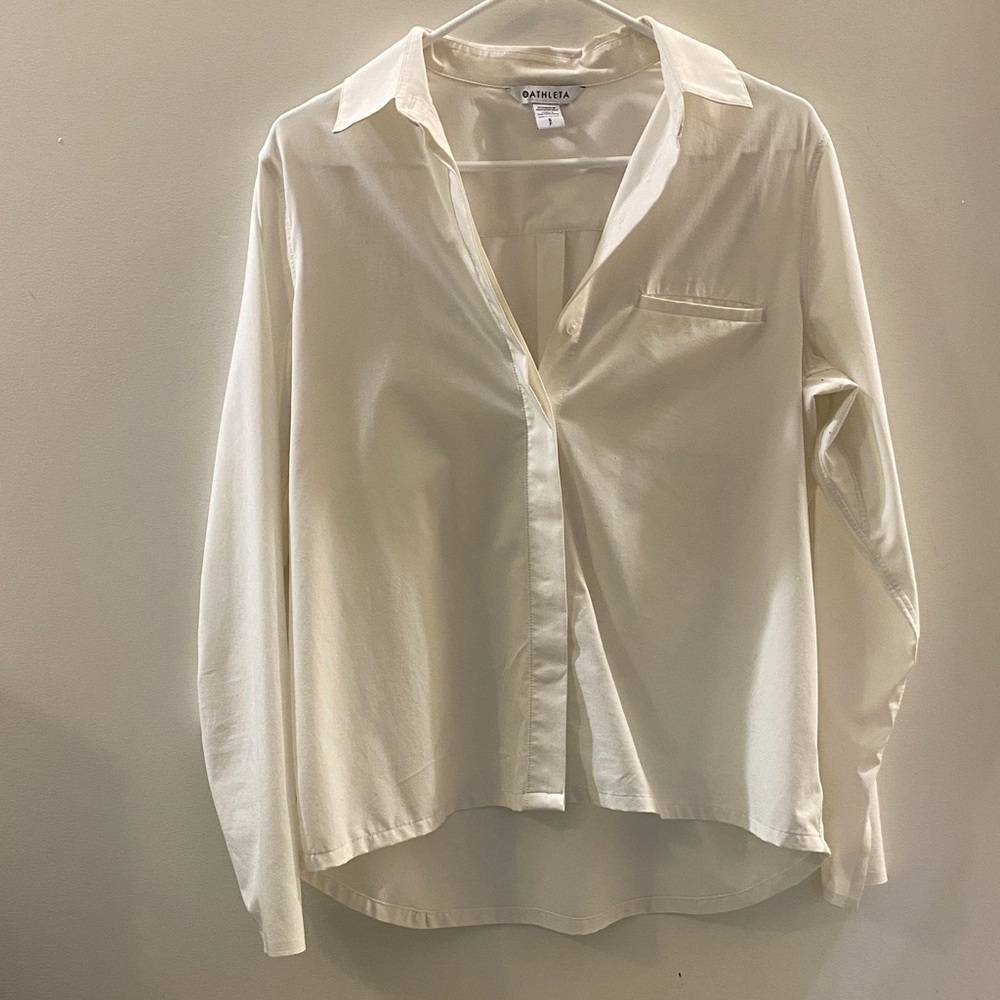 Athleta White Button-Up Shirt